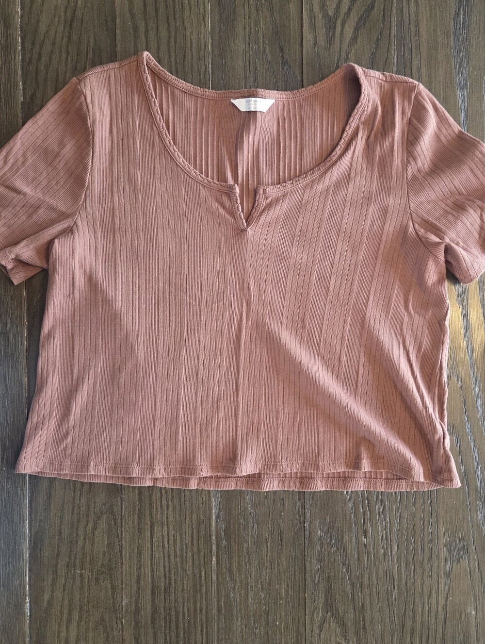Lucky Brand Ribbed Crop Top - Dusty Rose Tea